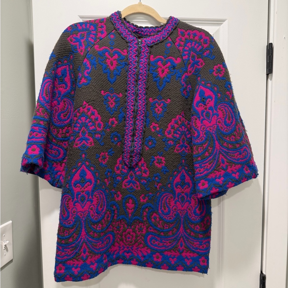 Vintage Colorful Jacquard Paisley Knit Sweater Tunic